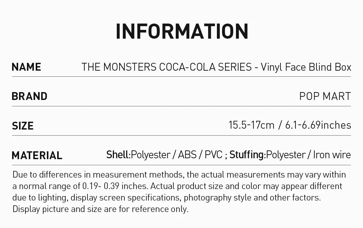 The Monsters CoCa Cola Vinyl Face Blind Box 2 Designs